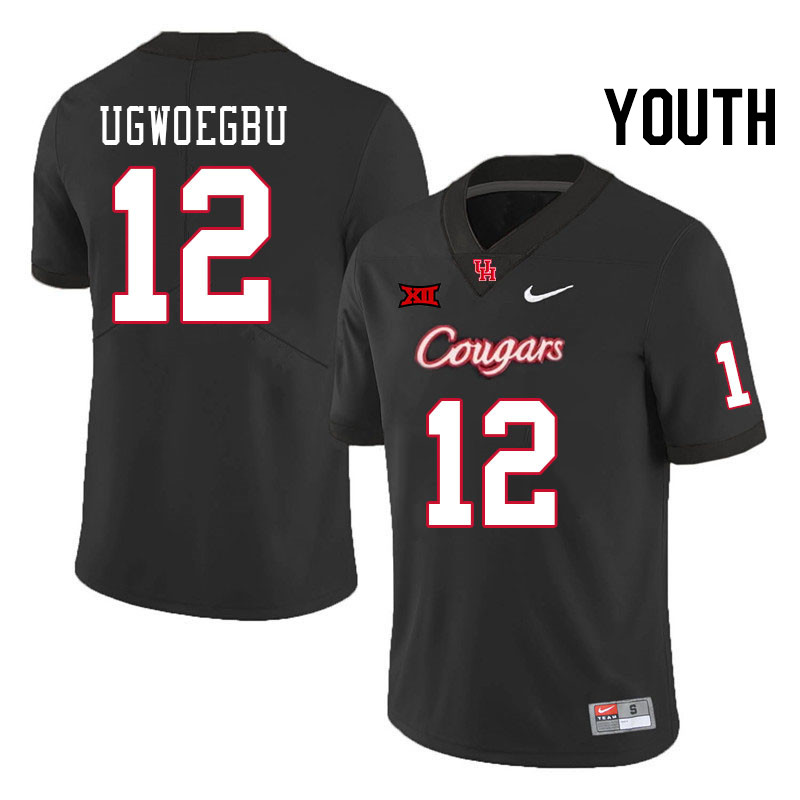 Youth #12 David Ugwoegbu Houston Cougars Big 12 XII College Football Jerseys Stitched-Black